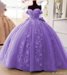 2024 Princess Floral Quinceanera Dresses Purple Off Shoulder Sweet 16 Dress