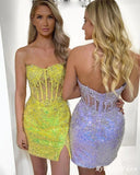 Sexy Cheap Lace Homecoming Dresses Short Sequin Tight Hoco Dress