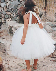 Cute White Ball Gown Tulle Short Flower Girl Dresses for Wedding