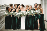 Winter Emerald Green Velvet Bridesmaid Dresses Canada V Neck Sleeveless