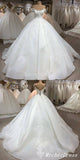 Gorgeous Ball Gown White Lace Off the Shoulder Wedding Dress