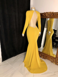 Winter Wedding Guest Dresses Long Sleeves High Neck Yellow Prom Dresses